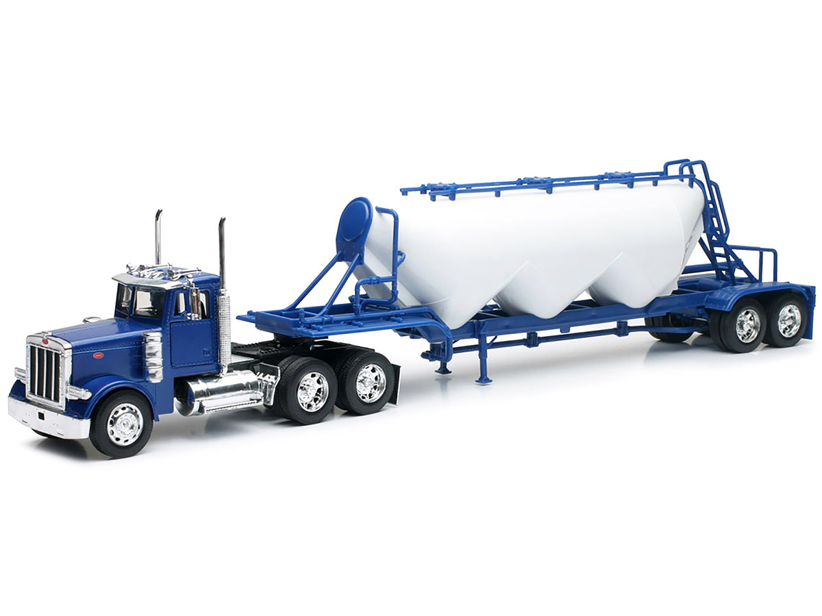 Peterbilt 379 Truck Blue with Pneumatic Tanker Trailer White "Long Haul Truckers" Series 1/32 Diecast Model