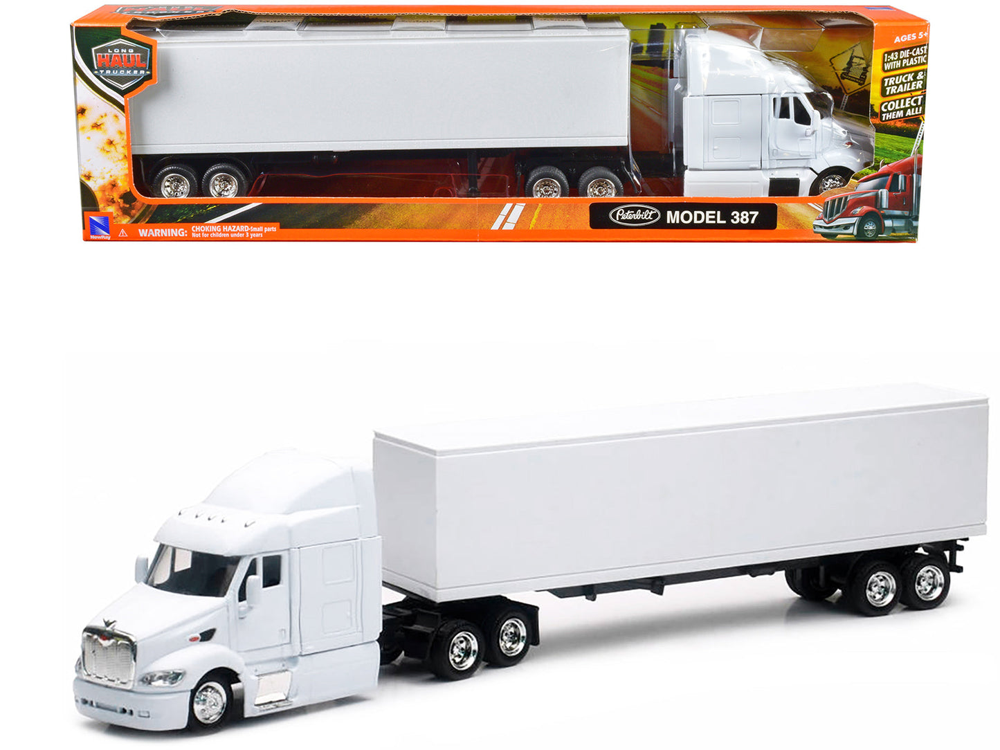 Peterbilt 387 Truck with Dry Goods Trailer White "Long Haul Trucker" Series 1/43 Diecast Model