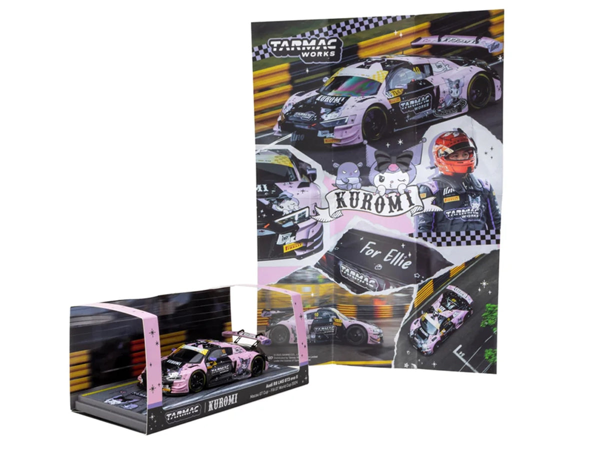 Audi R8 LMS GT3 evo II #10 Adderly Fong "Uno Racing Team - Kuromi" "Macau GT Cup - FIA GT World Cup" (2024) with A4 Poster "Hobby43" Series 1/43 Diecast Model Car
