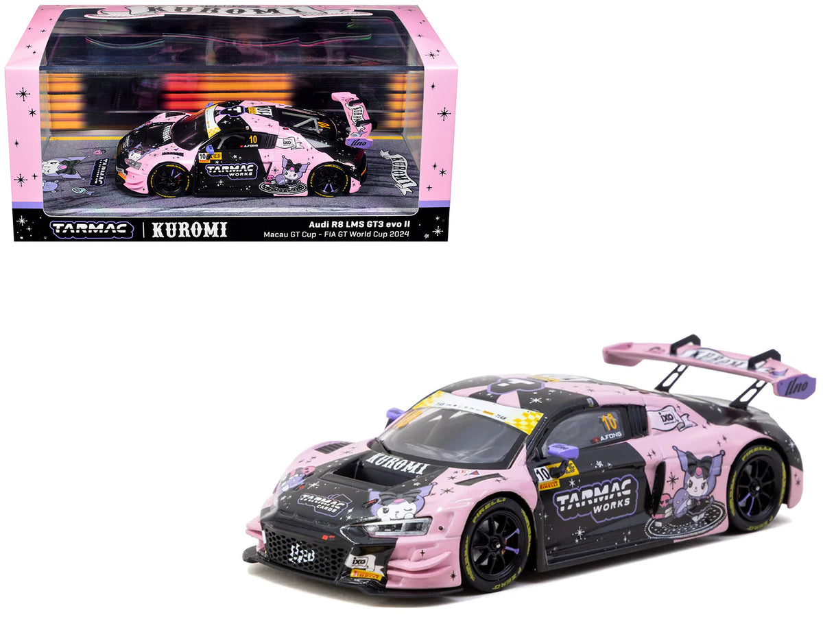Audi R8 LMS GT3 evo II #10 Adderly Fong "Uno Racing Team - Kuromi" "Macau GT Cup - FIA GT World Cup" (2024) with A4 Poster "Hobby43" Series 1/43 Diecast Model Car