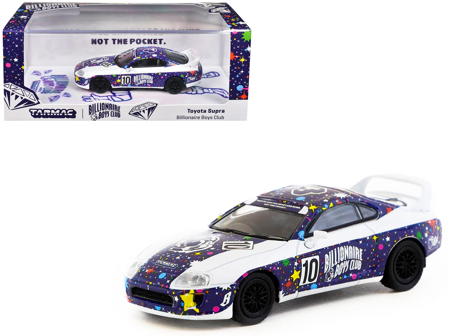 Toyota Supra RHD (Right Hand Drive) #10 "Billionaire Boys Club" Purple and White with Graphics "Hobby64" Series 1/64 Diecast Model Car