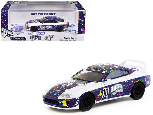 Toyota Supra RHD (Right Hand Drive) #10 "Billionaire Boys Club" Purple and White with Graphics "Hobby64" Series 1/64 Diecast Model Car