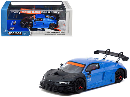 Audi R8 LMS GT3 evo II #10 "Tarmac Works 10th Anniversary" Blue Metallic and Matt Black "Hobby64" Series 1/64 Diecast Model Car