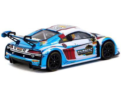 Audi R8 LMS GT3 evo II #30 James Yu "Uno Racing Team" "Macau GT Cup - FIA GT World Cup" (2024) with Plastic Transporter Packaging and Collectible Tarmac Cards "Hobby64" Series 1/64 Diecast Model Car