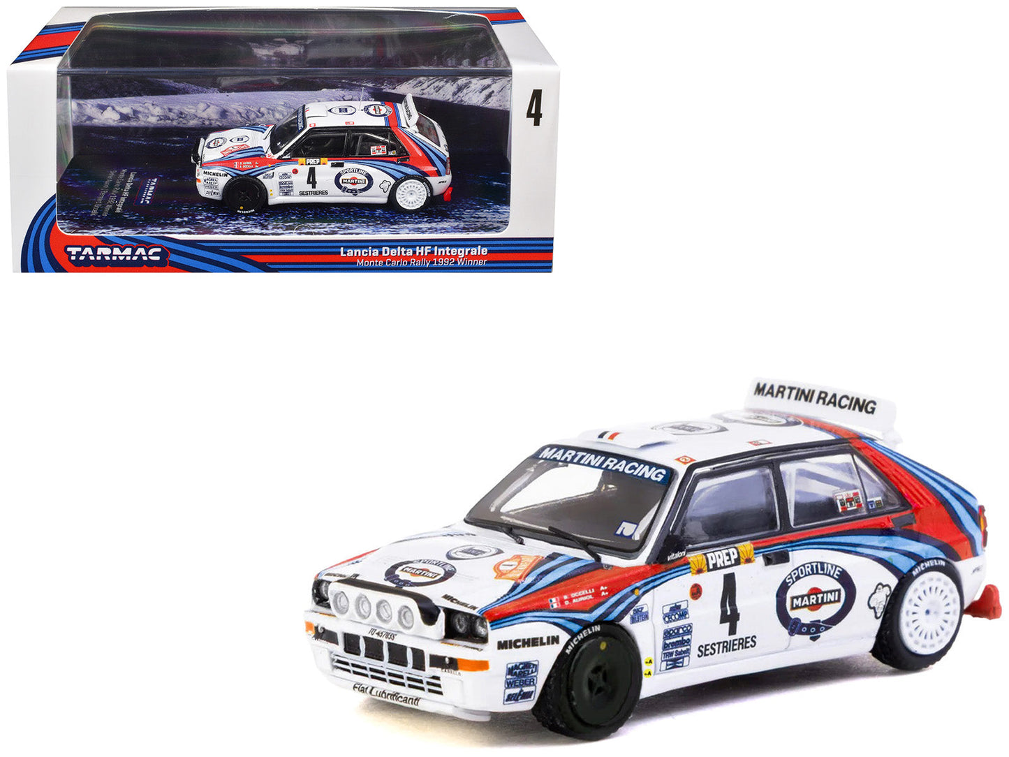 Lancia Delta HF Integrale #4 Didier Auriol - Bernard Occelli "Martini Racing" Winner "Monte Carlo Rally" (1992) "Hobby64" Series 1/64 Diecast Model Car