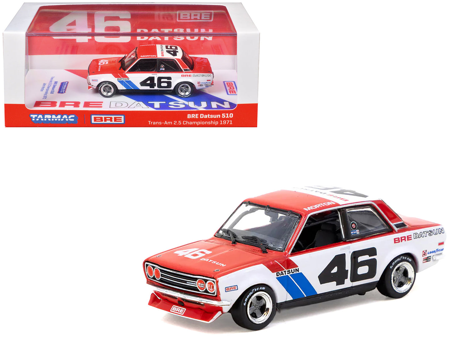 Datsun 510 #46 John Morton "Brock Racing Enterprises" Winner "Trans-Am 2.5 Championship" (1971) "Hobby64" Series 1/64 Diecast Model Car