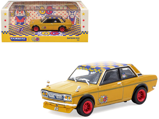 Datsun 510 "OG Beer" Yellow with Checkered Top "Hobby64" Series 1/64 Diecast Model Car