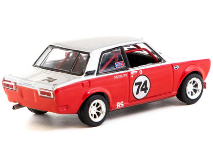 Datsun 510 #74 Daniel Wu "Trans-Am B-Sedan 2.5 Challenge" (2023) Silver and Red "Hobby64" Series 1/64 Diecast Model Car