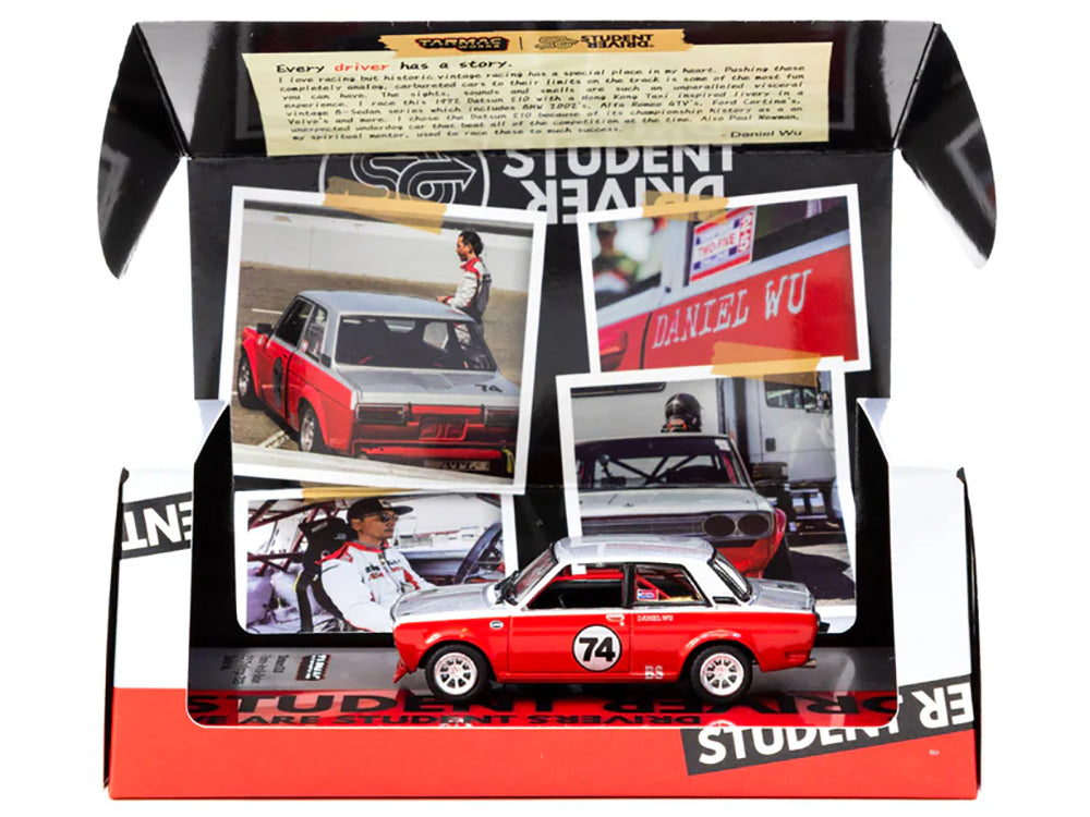 Datsun 510 #74 Daniel Wu "Trans-Am B-Sedan 2.5 Challenge" (2023) Silver and Red "Hobby64" Series 1/64 Diecast Model Car