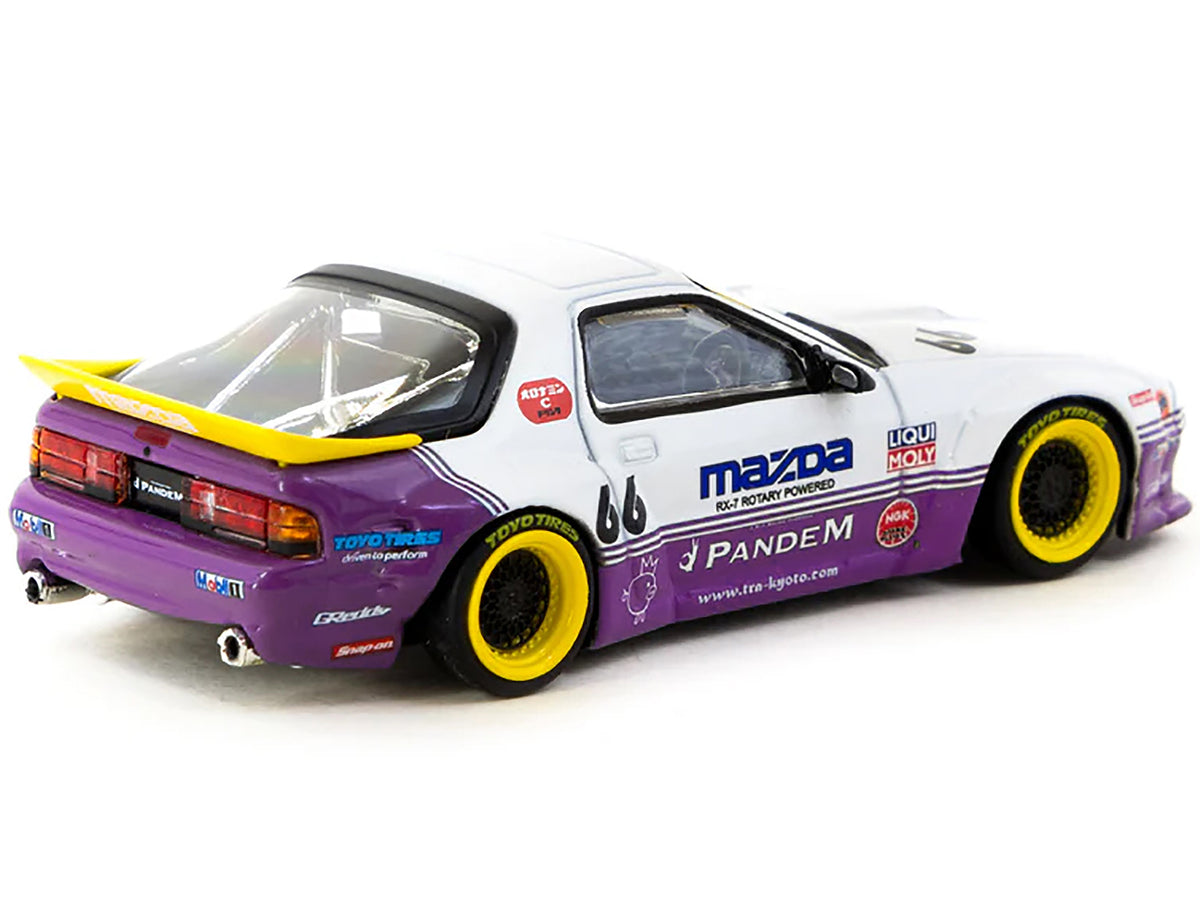 Mazda RX-7 FC3S Pandem RHD (Right Hand Drive) #66 White and Purple with Graphics "Hobby64" Series 1/64 Diecast Model Car