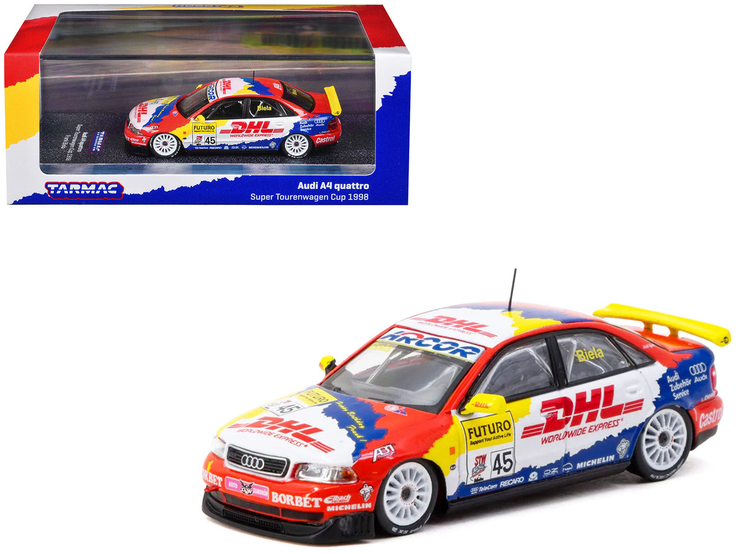 Audi A4 Quattro #45 Frank Biela "Super Tourenwagen Cup" (1998) "Hobby64" Series 1/64 Diecast Model Car