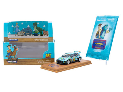 Toyota Pandem GR Yaris RHD (Right Hand Drive) "Toy Story 30th Anniversary" Blue with Graphics with Tarmac Cards "Hobby64" Series 1/64 Diecast Model