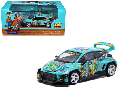 Toyota Pandem GR Yaris RHD (Right Hand Drive) "Toy Story 30th Anniversary" Blue with Graphics with Tarmac Cards "Hobby64" Series 1/64 Diecast Model