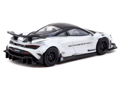 LB-Works 720S White with Carbon Hood and Black Top with Extra Wheels "Hobby64" Series 1/64 Diecast Model Car