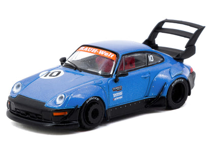 RWB 993 RHD (Right Hand Drive) #10 "Tarmac Works 10th Anniversary" Blue Metallic "Hobby64" Series 1/64 Diecast Model Car