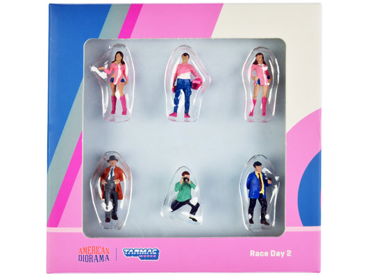 "Race Day 2" 6 piece Diecast Figure Set for 1/64 Scale Models