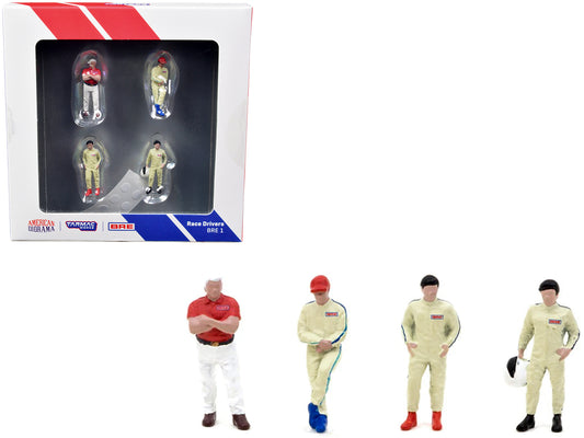 "Race Drivers" 4 Piece Diecast Figure Set "BRE" for 1/64 Scale Models