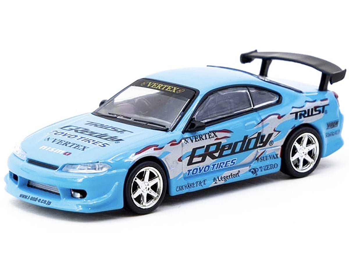Nissan Silvia (S15) Vertex RHD (Right Hand Drive) "GReddy" Light Blue "Global64" Series 1/64 Diecast Model