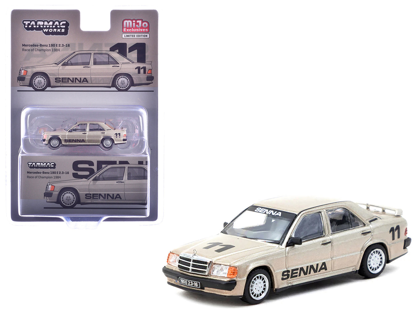Mercedes-Benz 190 E 2.3-16 #11 Ayrton Senna Winner "Race of Champions" (1984) "Global64" Series 1/64 Diecast Model