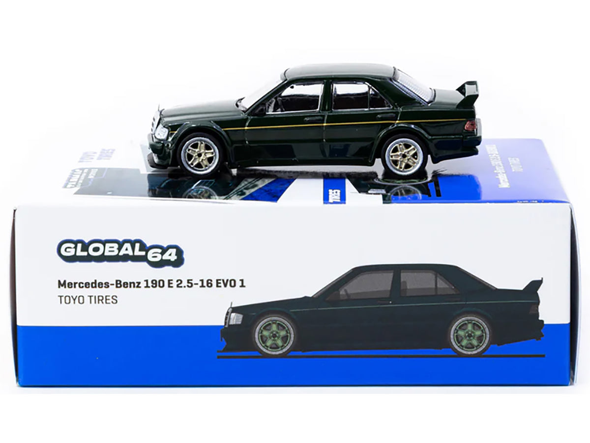 Mercedes-Benz 190 E 2.5-16 EVO 1 "Toyo Tires" Dark Green "Global64" Series 1/64 Diecast Model