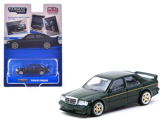 Mercedes-Benz 190 E 2.5-16 EVO 1 "Toyo Tires" Dark Green "Global64" Series 1/64 Diecast Model