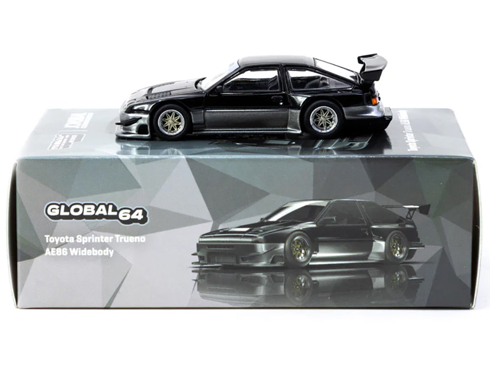 Toyota Sprinter Trueno AE86 Widebody RHD (Right Hand Drive) "Jonsibal Designworks" Black and Gray Metallic "Global64" Series 1/64 Diecast Model