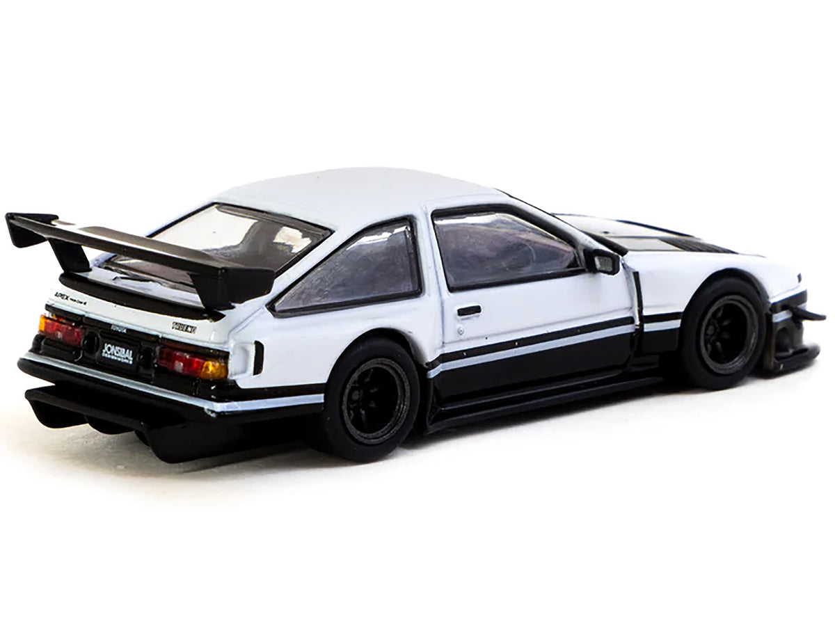 Toyota Sprinter Trueno AE86 Widebody RHD (Right Hand Drive) White and Black with Tarmac Cards "Global64" Series 1/64 Diecast Model