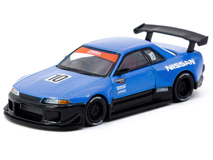 Nissan Skyline (R32) Widebody RHD (Right Hand Drive) #10 "Tarmac Works 10th Anniversary" Blue Metallic "Global64" 1/64 Diecast Model Car