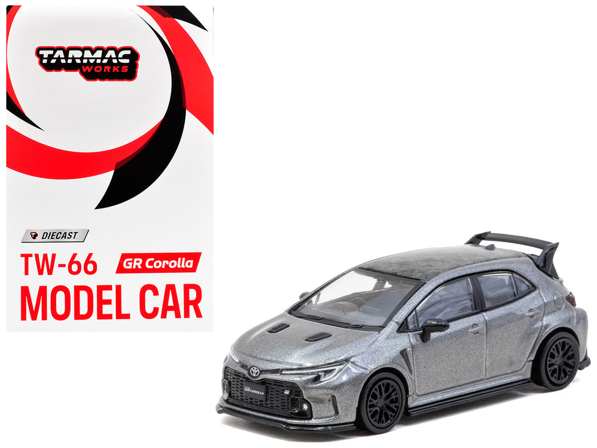 Toyota GR Corolla RHD (Right Hand Drive) Gray Metallic with Metal Oil Can Packaging "Global64" Series 1/64 Diecast Model Car