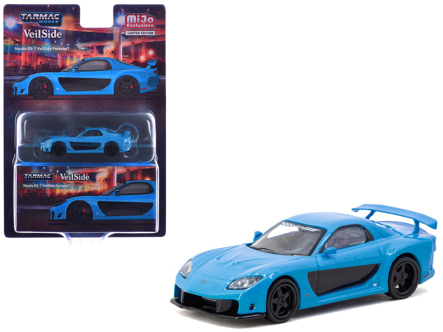Mazda RX-7 "VeilSide Fortune7" RHD (Right Hand Drive) Blue "Global64" Series 1/64 Diecast Model Car
