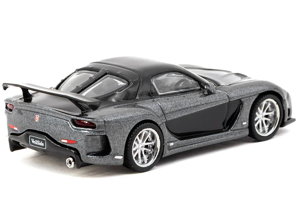 Mazda RX-7 "VeilSide Fortune7" RHD (Right Hand Drive) Gray Metallic and Black "Global64" Series 1/64 Diecast Model Car