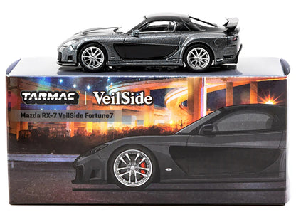 Mazda RX-7 "VeilSide Fortune7" RHD (Right Hand Drive) Gray Metallic and Black "Global64" Series 1/64 Diecast Model Car