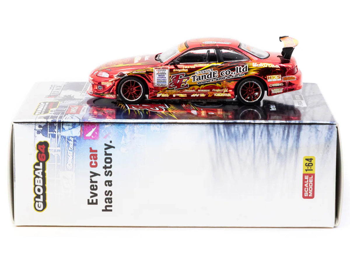 Toyota VERTEX Ridge TE3006 Soarer RHD (Right Hand Drive) Chrome Red with Graphics "Tokyo Auto Salon 2026" "Global64" Series 1/64 Diecast Model Car