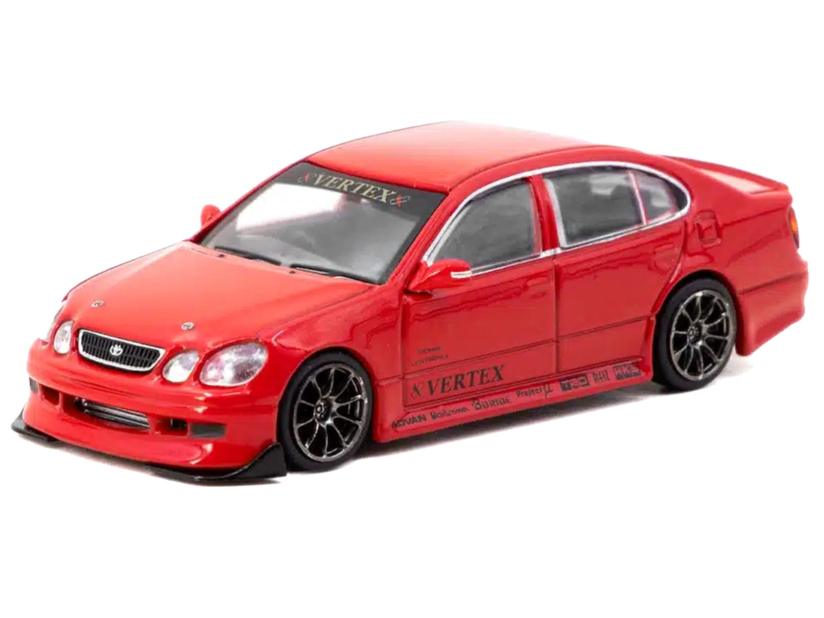 Toyota Vertex Aristo JZS161 RHD (Right Hand Drive) Red with Tarmac Cards "Global64" Series 1/64 Diecast Model Car