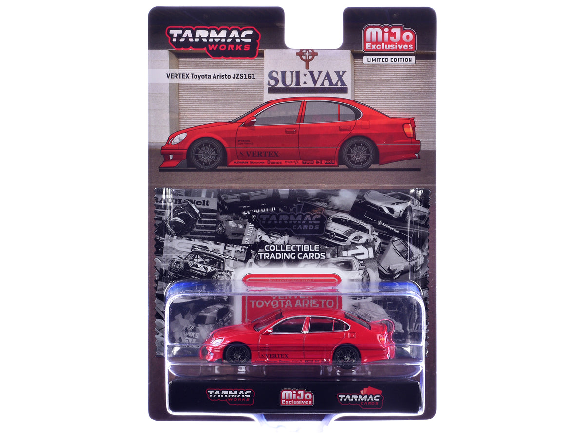 Toyota Vertex Aristo JZS161 RHD (Right Hand Drive) Red with Tarmac Cards "Global64" Series 1/64 Diecast Model Car