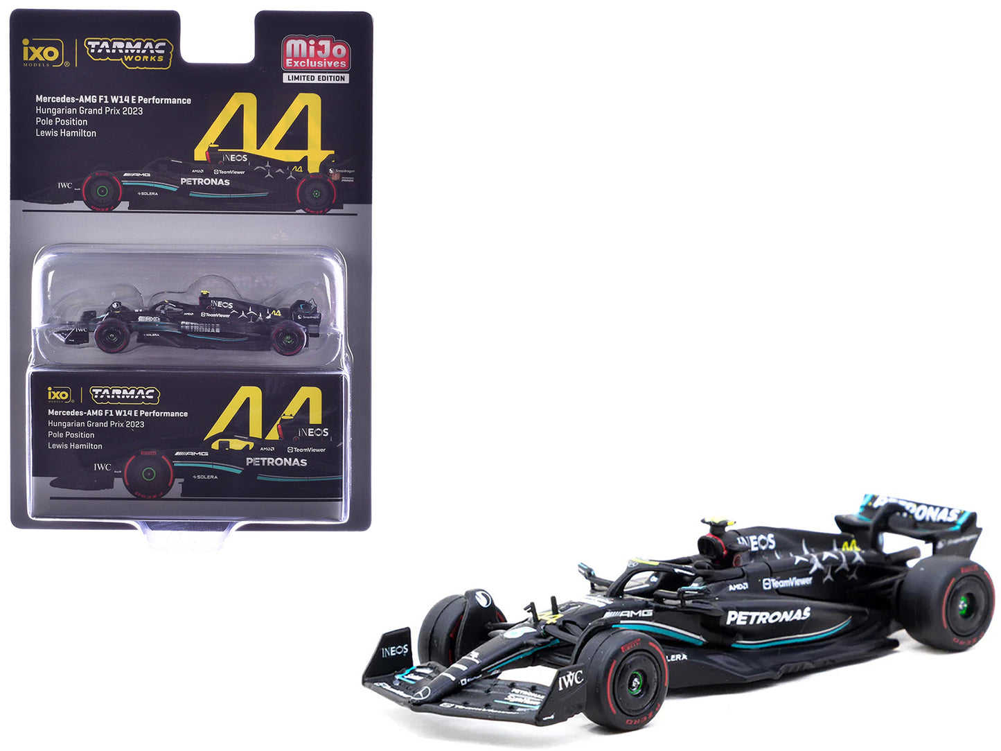 Mercedes-AMG F1 W14 E Performance #44 Lewis Hamilton Pole Position Formula One F1 "Hungarian GP" (2023) "Global64" Series 1/64 Diecast Model Car