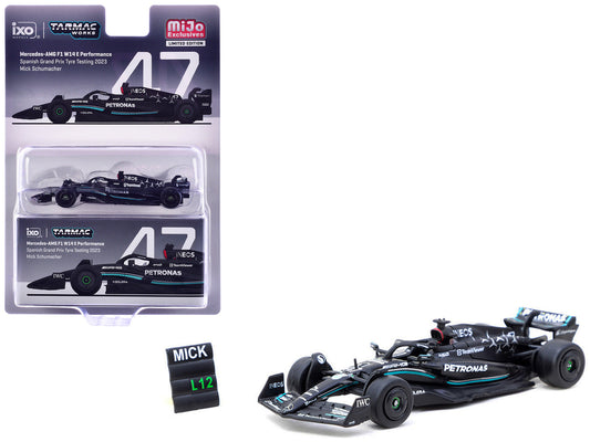 Mercedes-AMG F1 W14 E Performance #47 Mick Schumacher Formula One F1 "Spanish GP Tyre Testing" (2023) with Pit Board "Global64" Series 1/64 Diecast Model