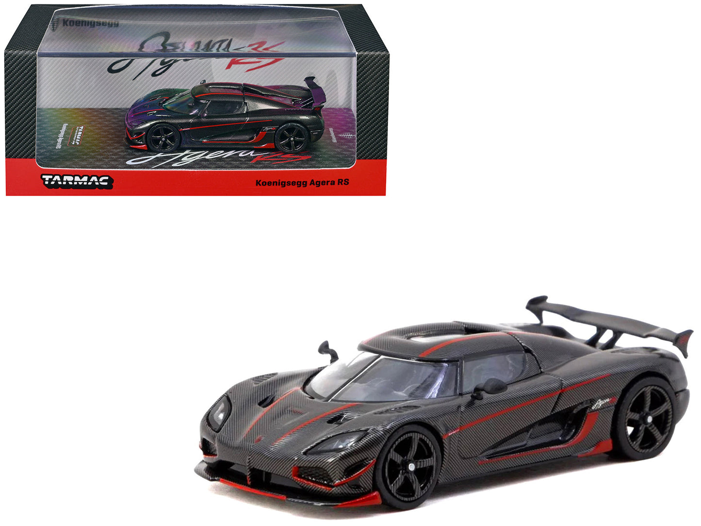Koenigsegg Agera RS Black Carbon with Red Accents "Global64" Series 1/64 Diecast Model Car