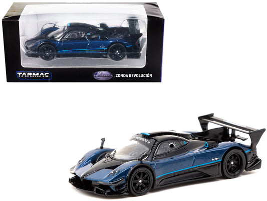 Pagani Zonda Revolucion Blue Metallic and Black with Light Blue Stripes "Global64" Series 1/64 Diecast Model Car