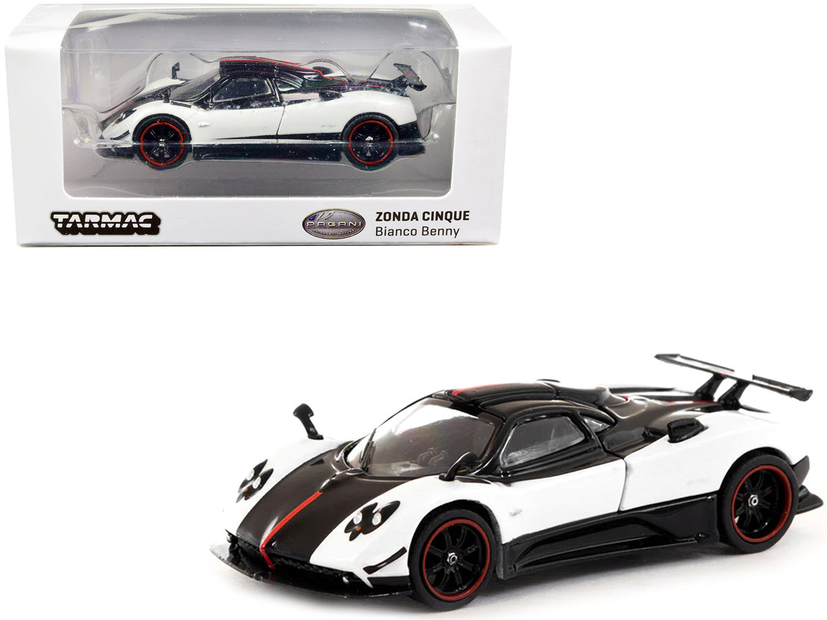 Pagani Zonda Cinque Bianco Benny White and Black "Global64" Series 1/64 Diecast Model Car