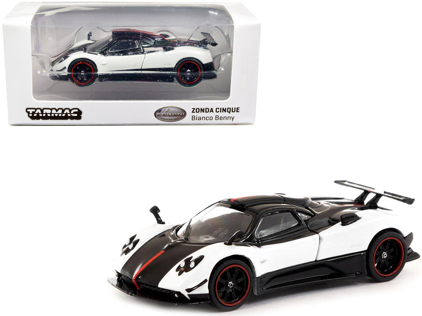 Pagani Zonda Cinque Bianco Benny White and Black "Global64" Series 1/64 Diecast Model Car