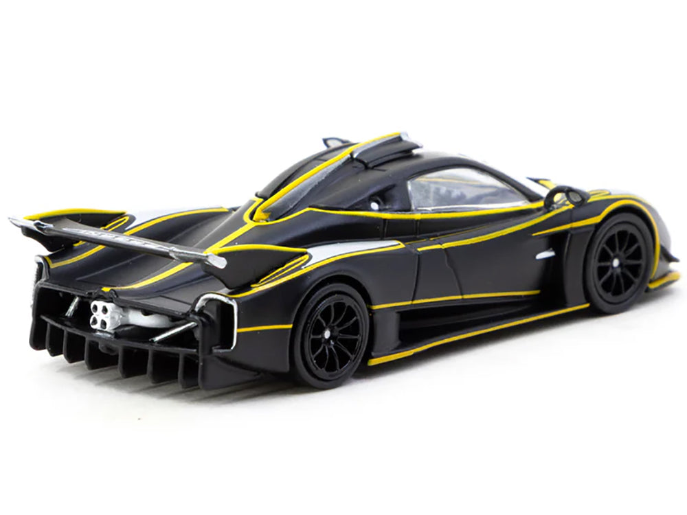 Pagani Huayra R Matt Black with Silver Accents and Yellow Stripes "Global64" Series 1/64 Diecast Model