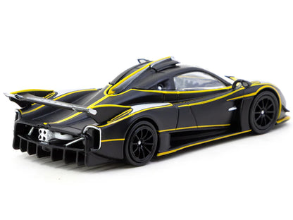 Pagani Huayra R Matt Black with Silver Accents and Yellow Stripes "Global64" Series 1/64 Diecast Model