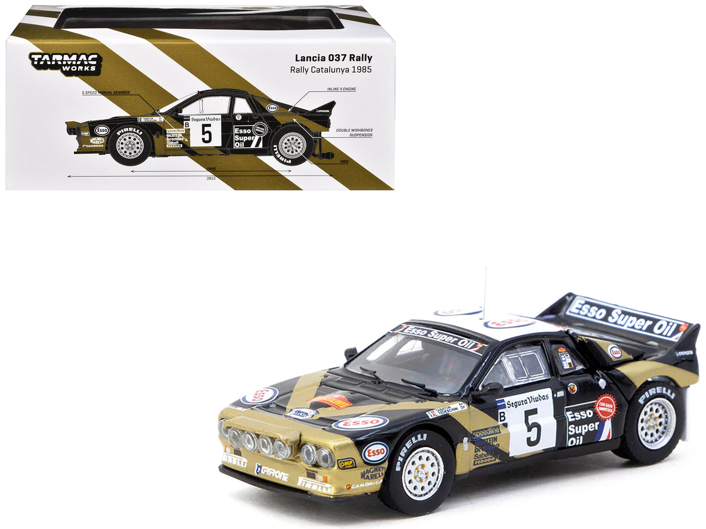 Lancia 037 Rally #5 Fabrizio Tabaton - Luciano Tedeschini Winner "Rally Catalunya" (1985) "Hobby64+" Series 1/64 Diecast Model Car