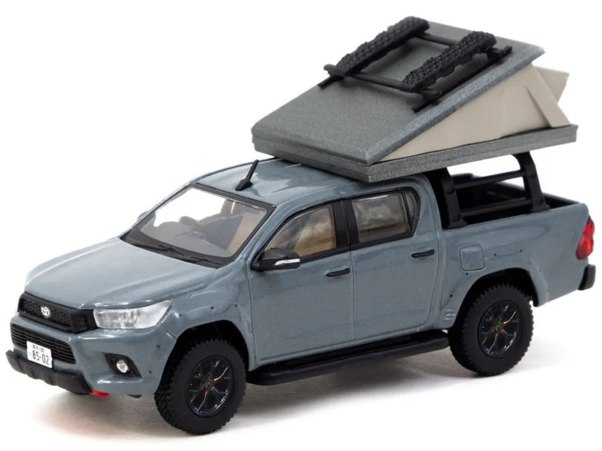 Toyota Hilux Pickup Truck RHD (Right Hand Drive) Gray with Camping Equipment "Road64" Series 1/64 Diecast Model Car