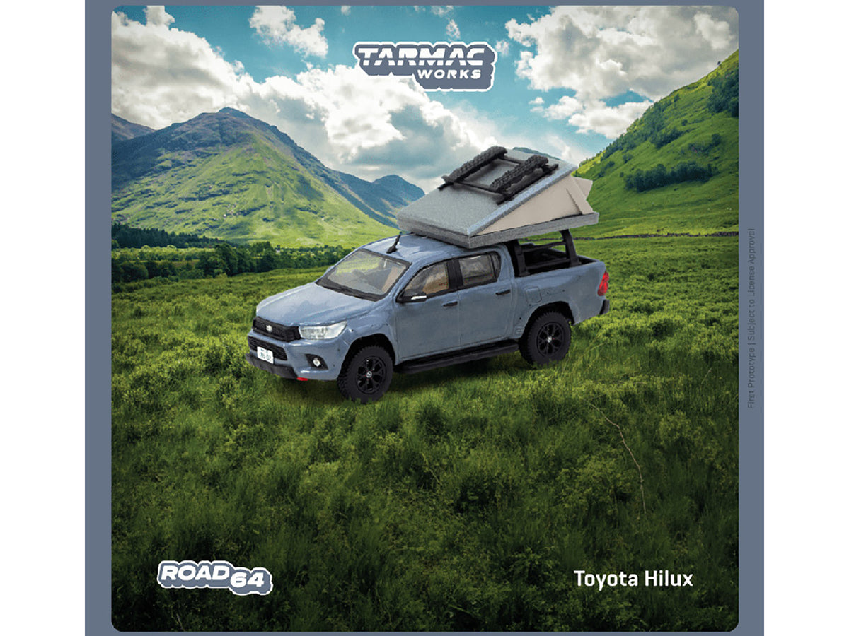 Toyota Hilux Pickup Truck RHD (Right Hand Drive) Gray with Camping Equipment "Road64" Series 1/64 Diecast Model Car