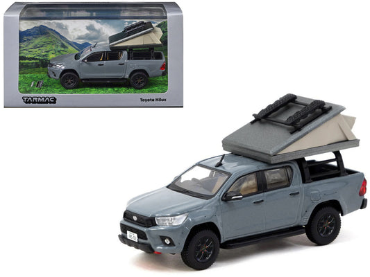 Toyota Hilux Pickup Truck RHD (Right Hand Drive) Gray with Camping Equipment "Road64" Series 1/64 Diecast Model Car
