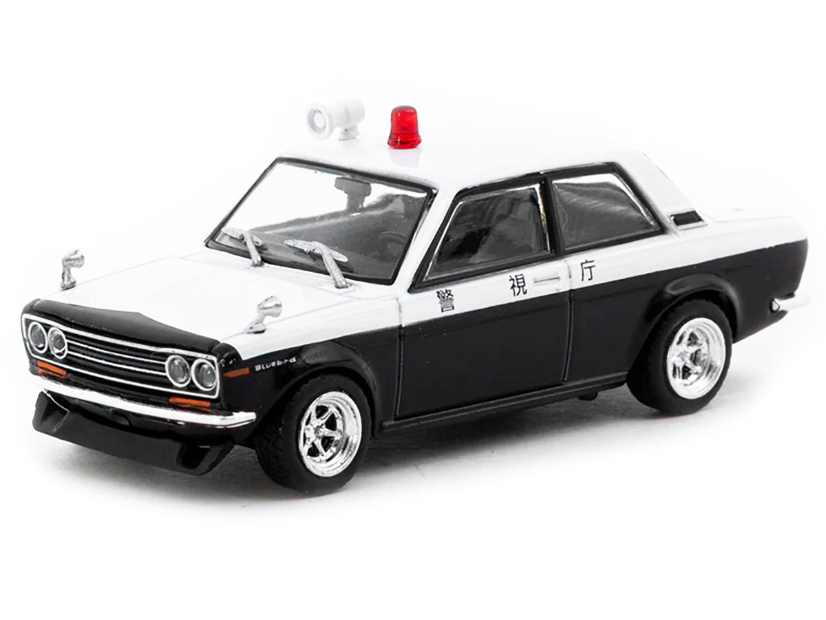 Datsun 510 "Japanese Police" Black and White "Road64" Series 1/64 Diecast Model Car