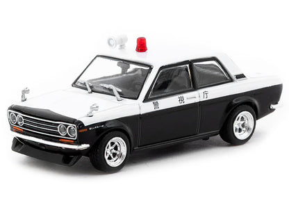 Datsun 510 "Japanese Police" Black and White "Road64" Series 1/64 Diecast Model Car