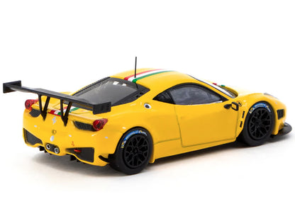 Ferrari 458 Italia GT3 Yellow with Italian Flag Stripes "Road64" Series 1/64 Diecast Model Car